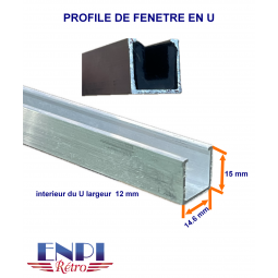 Profilé de fenêtre en U   aluminium  Longueur 1.5M